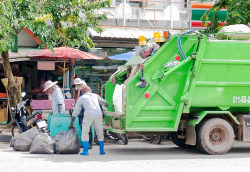 Crew preparing for commercial waste removal at a Kingston upon Thames site